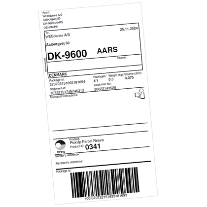 Returlabel 0-20 kg.